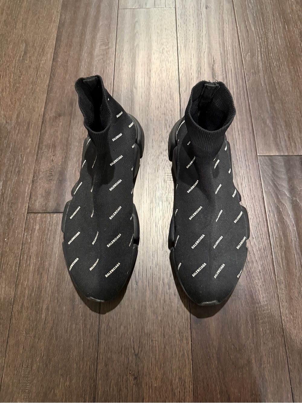 Authentic Balenciaga Black Logo Sock Sneakers